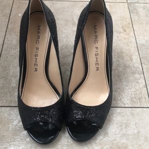Marc Fisher Glitter Open Toe Heel